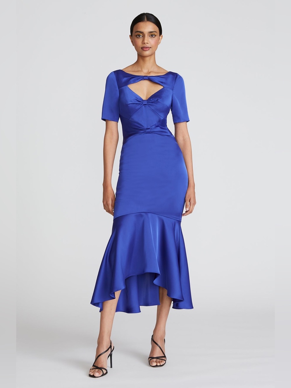 Theia Veronica Midi Mermaid Cocktail Blue Dress 6